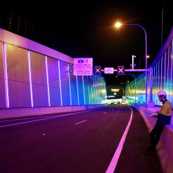 Wattle Dives lighting control in the WestConnex link being programmed by Lightmoves team