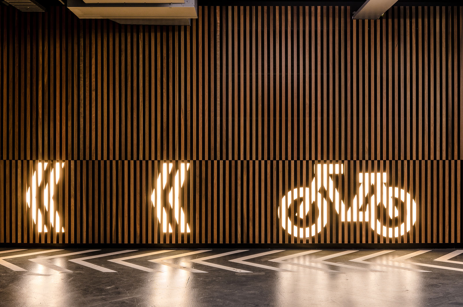 Illuminated panels show the way to bike storage