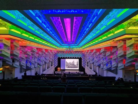 Capitol Theatre Melbourne lit in RGBW LED Lighting Control by Lightmoves taken during Open House Melbourne 2023 Collective City